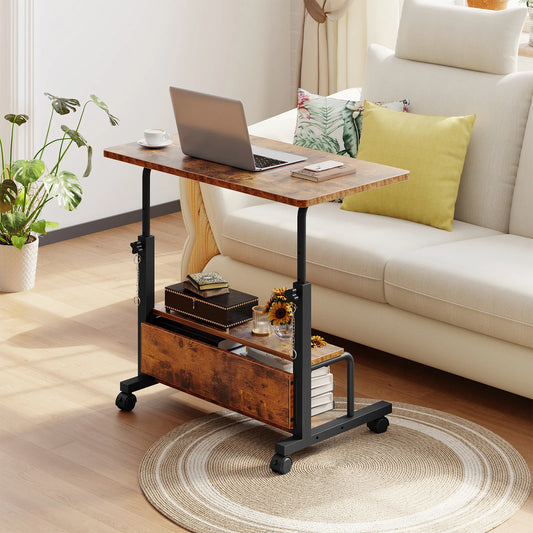 JHK Adjustable Height Mobile Standing Desk With Metal Frame
