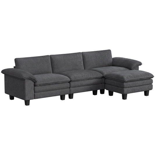Modular Corduroy L Shaped Sectional Couch With Deep Seating