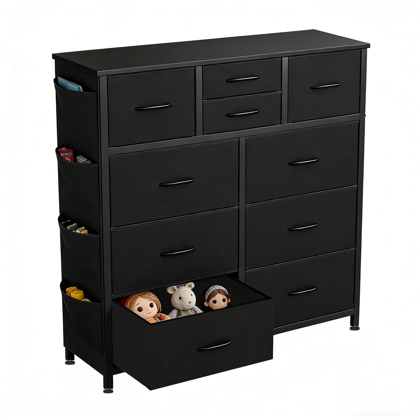 JHK Metal Frame Fabric Drawer Storage Cabinet Organizer