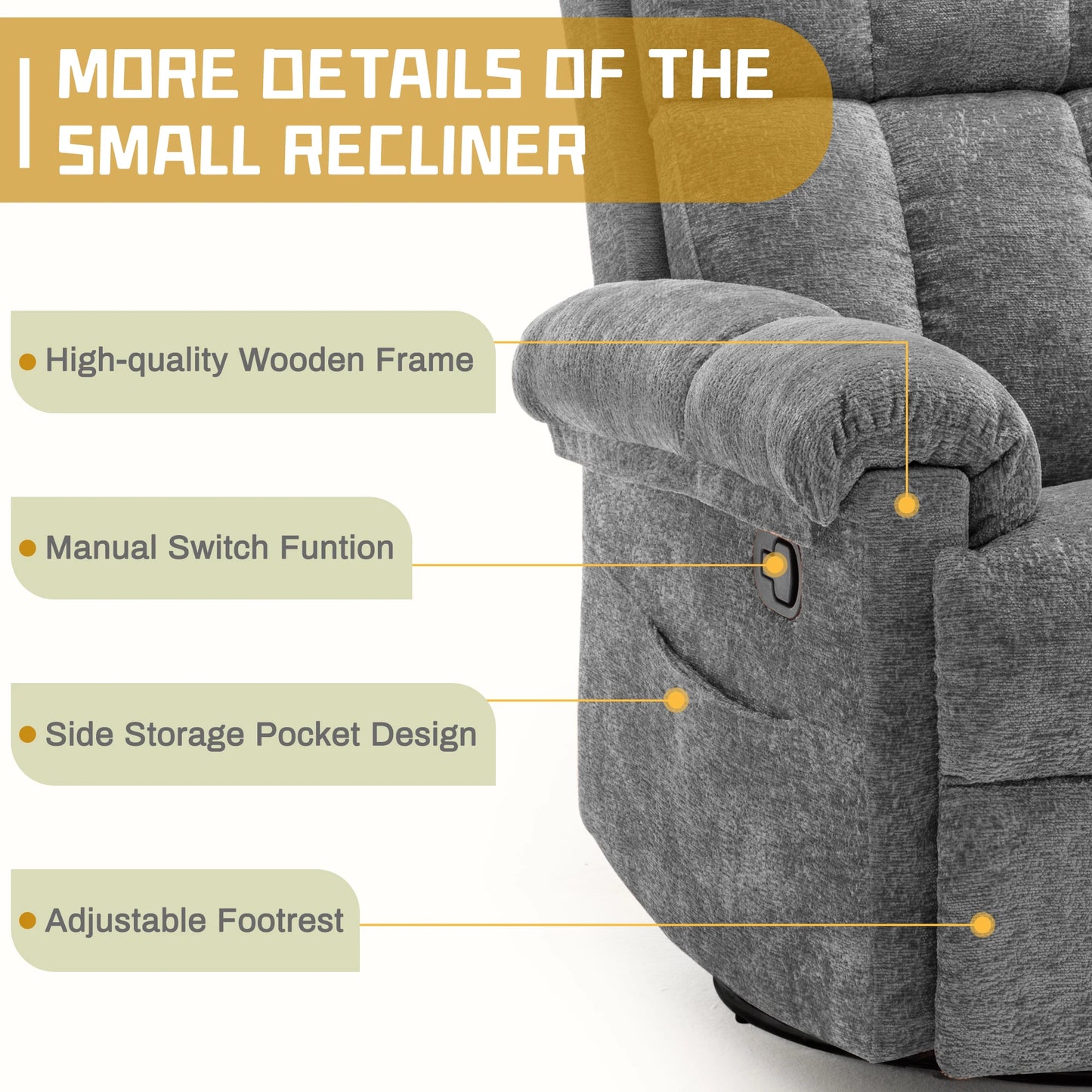 Korser Swivel Rocker Recliner Chair For Small Living Spaces