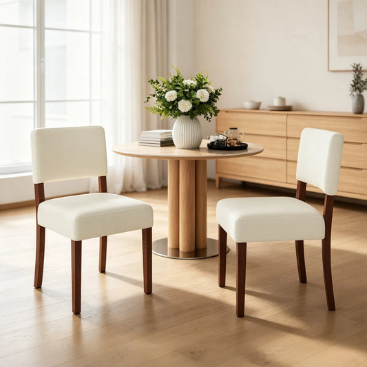 Modern Upholstered Dining Chairs With Padded Seats And Wood Legs