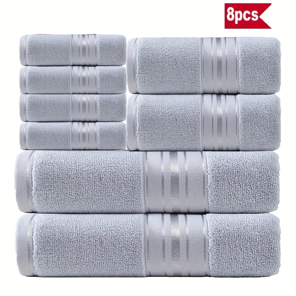 Luxury 8 Piece Ring Spun Cotton Towel Set For Bathroom