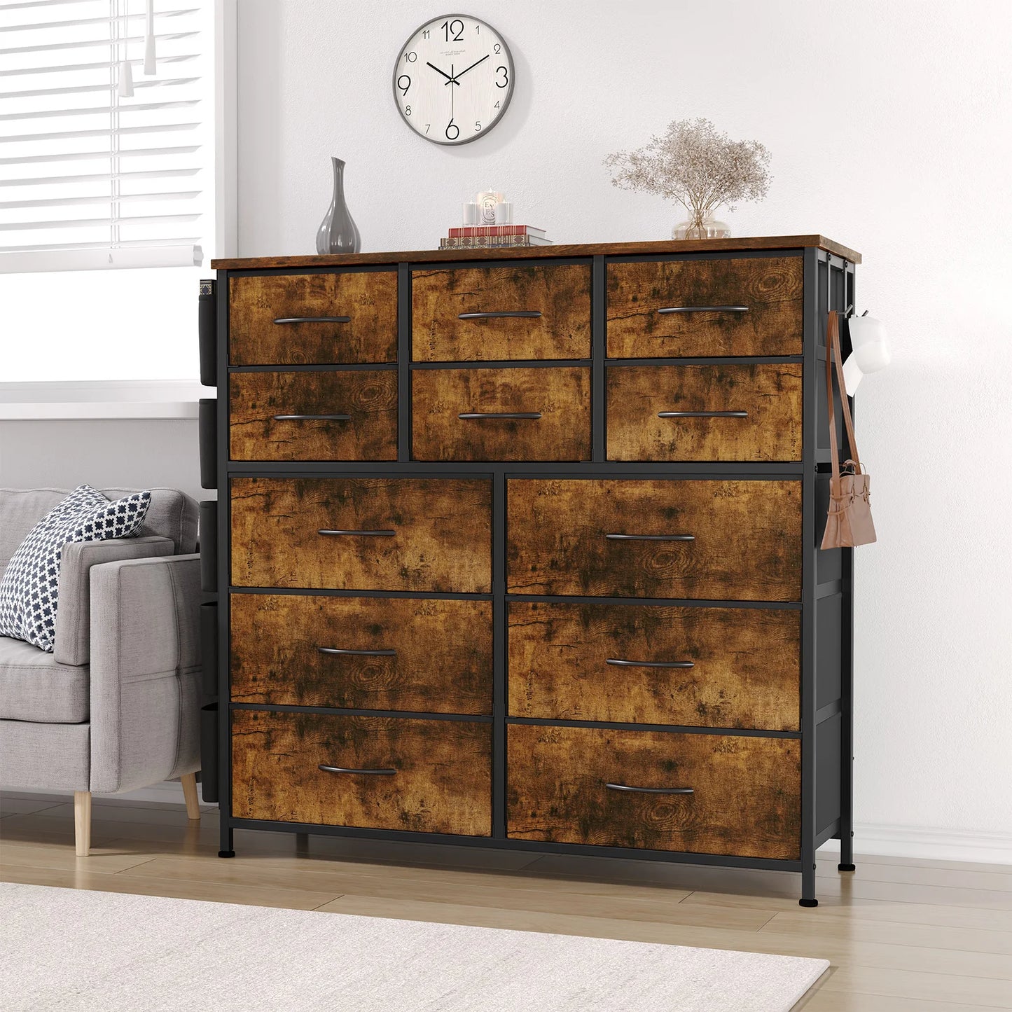 HiMISS 12 Drawer Fabric Storage Bedroom Dresser With Metal Frame
