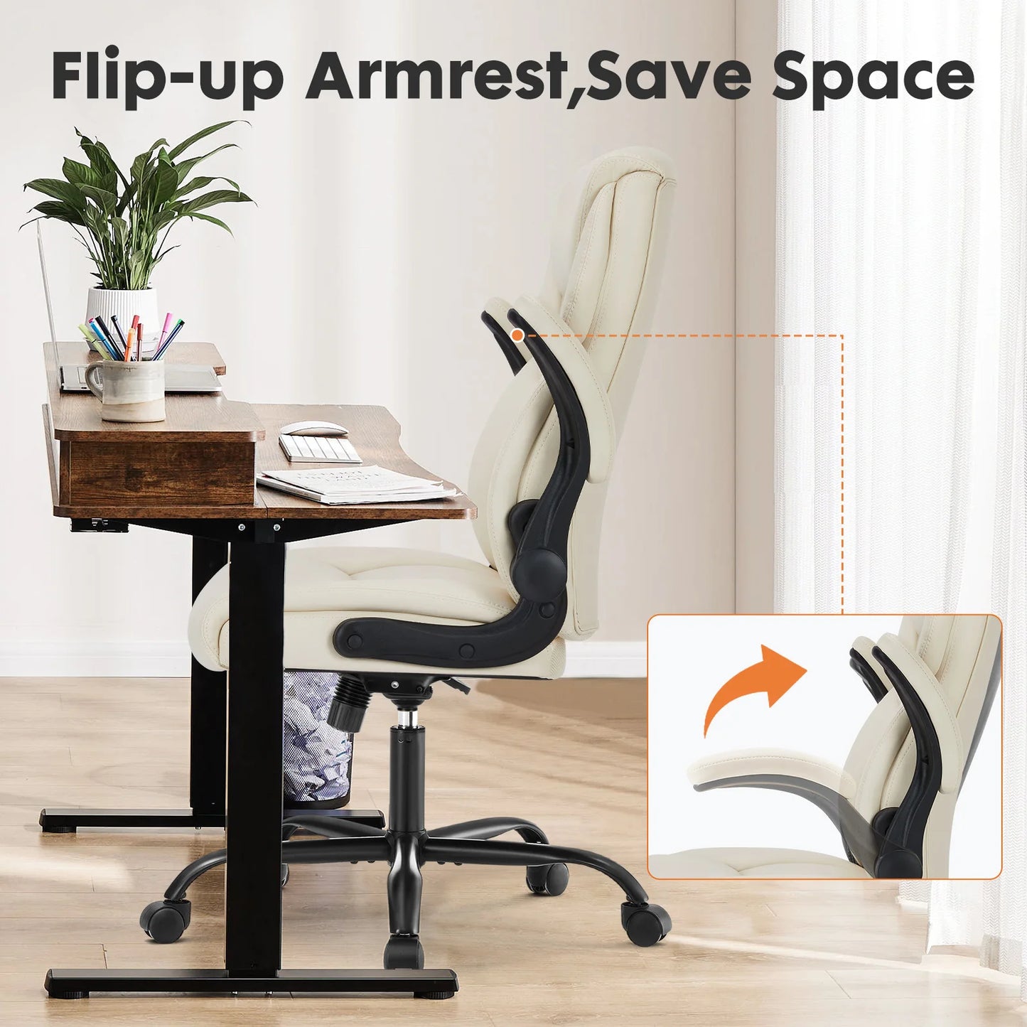 JHK Ergonomic Heavy Duty Office Chair Adjustable Flip Up Arms