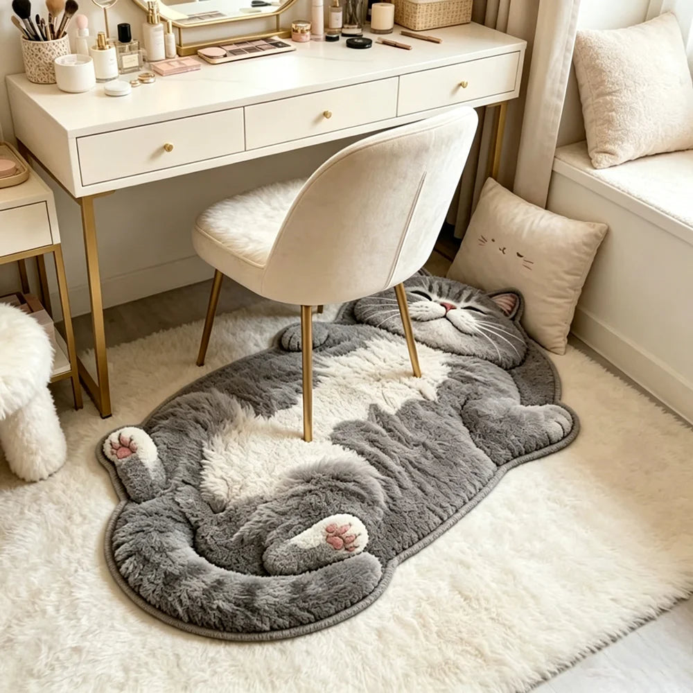 Soft Plush Cat Shaped Area Rug For Bedroom Living Room