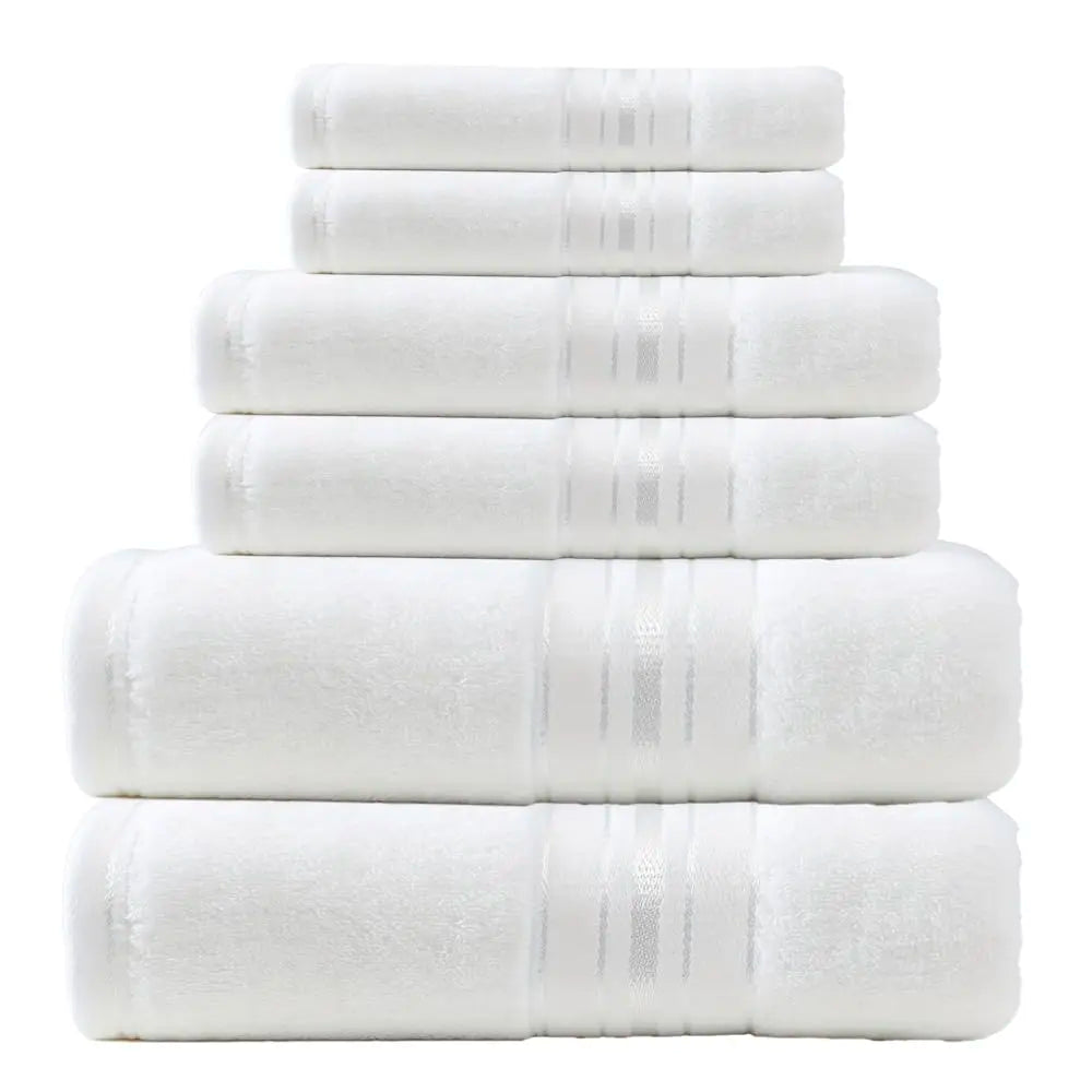Luxurious 6 Piece Plush Cotton Turkish Bath Towel Set