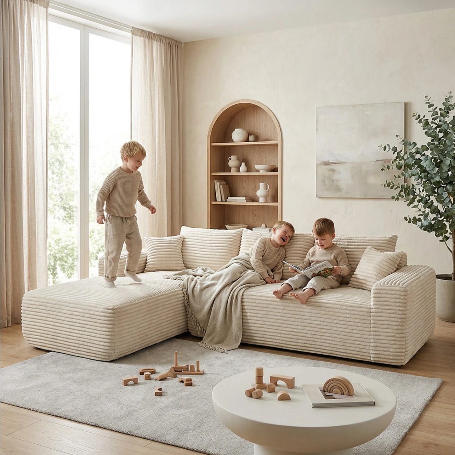 Modern Compressed Cloud L Shaped Modular Sectional Sofa