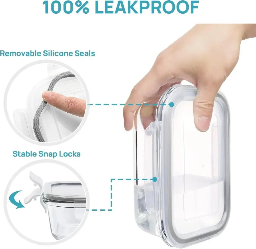 Glass Food Storage Containers With Airtight Lids Leakproof Meal Prep