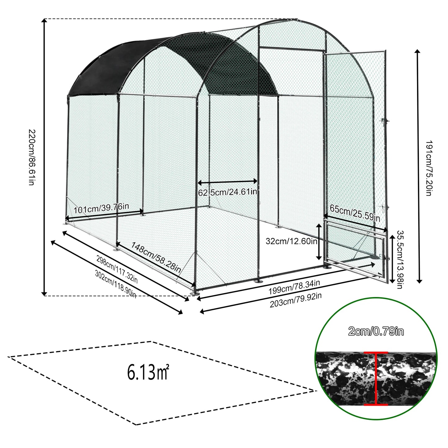 Borwart Outdoor Chicken Coop Cage With Durable Nylon Netting