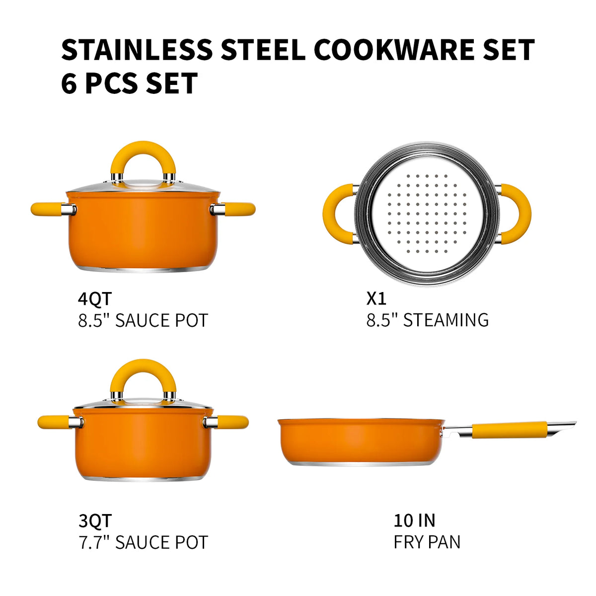 Stainless Steel Cookware Set Pots And Pans With Glass Lids