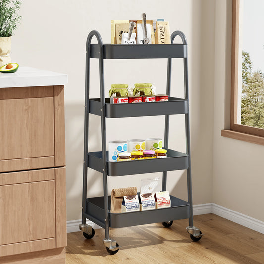 JHK Durable Metal Kitchen Storage Cart With Lockable Wheels