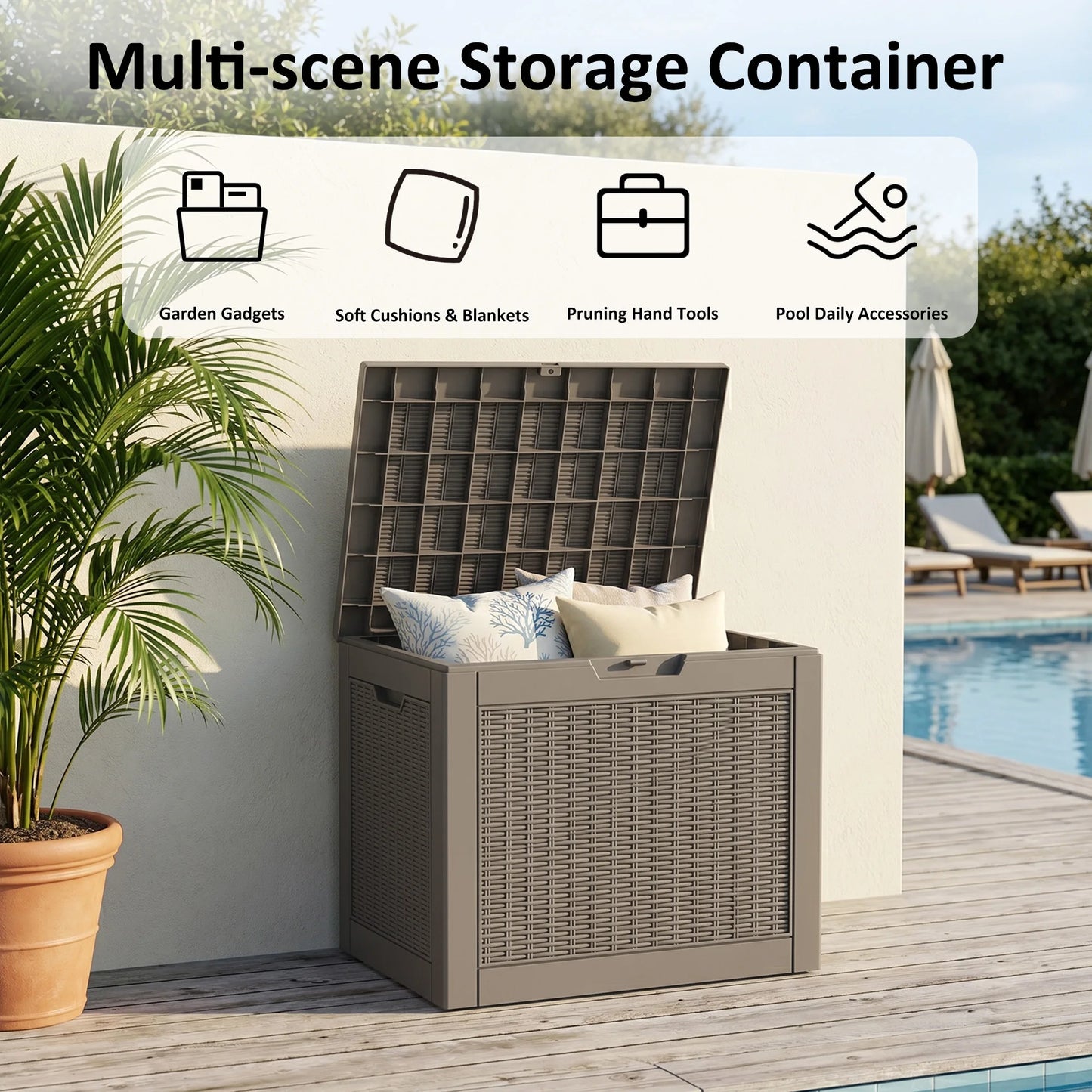 Weatherproof Rattan Textured Resin Outdoor Deck Storage Chest