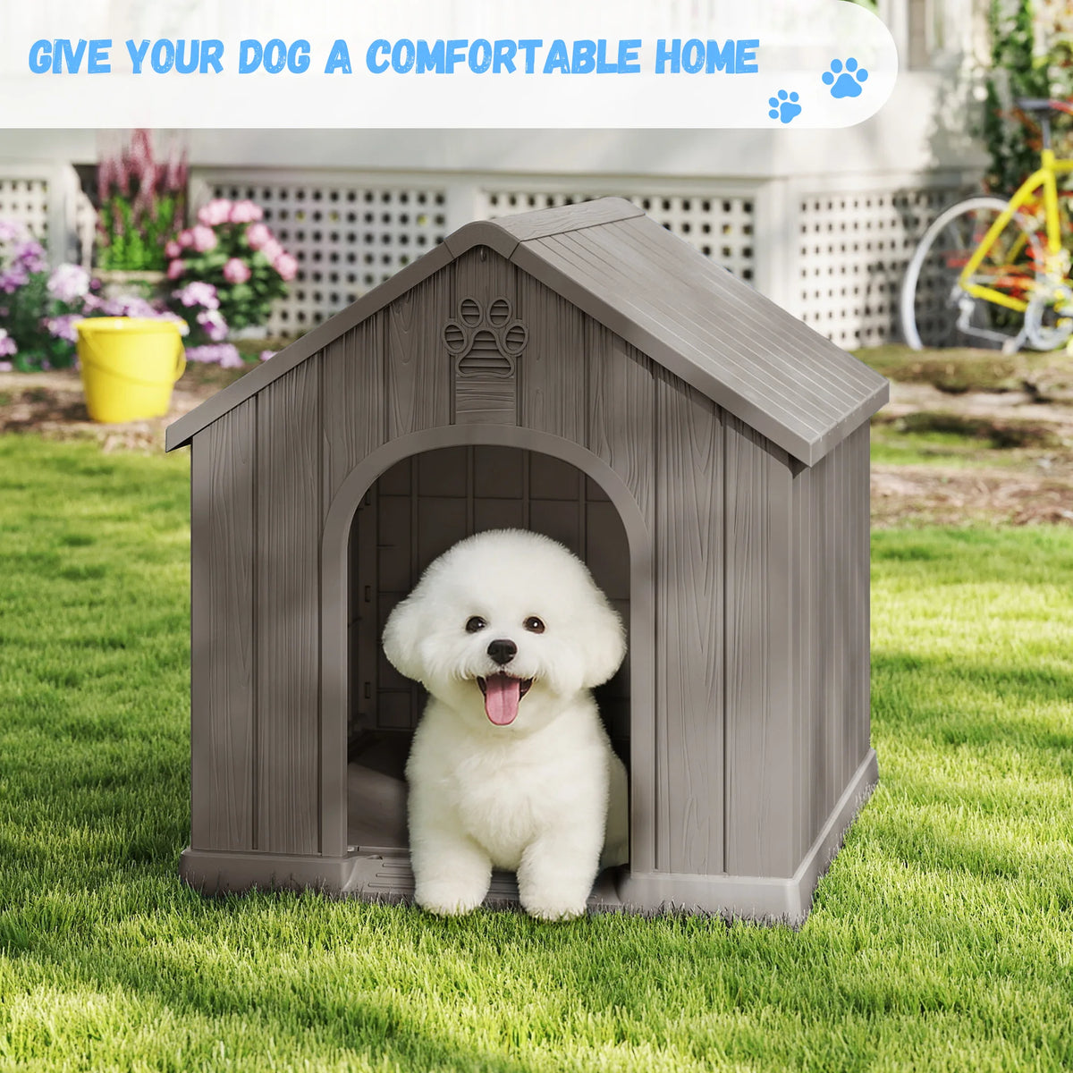 Weather Resistant Plastic Dog House With Waterproof Ventilation
