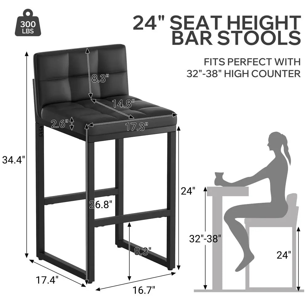 Counter Height Bar Stools Set Of 2 With Back Footrest