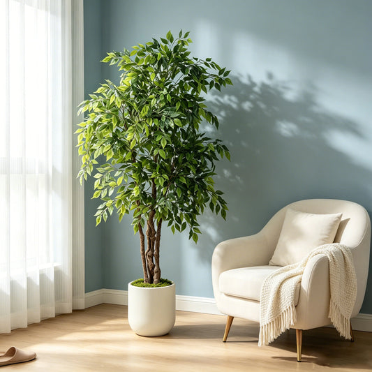 Olitree Artificial Ficus Tree With Planter For Indoor Home Decor