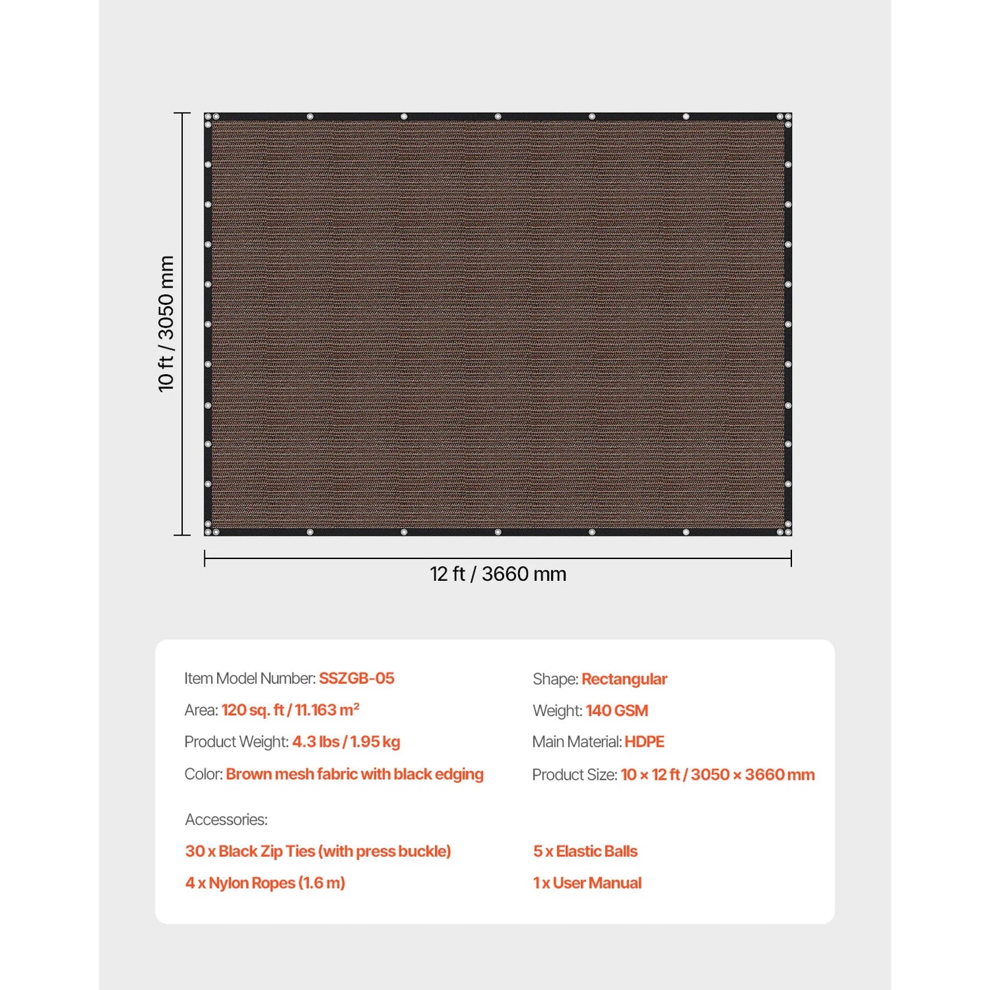 SucceBuy HDPE Shade Cloth Pergola Privacy Screen 140 GSM Outdoor
