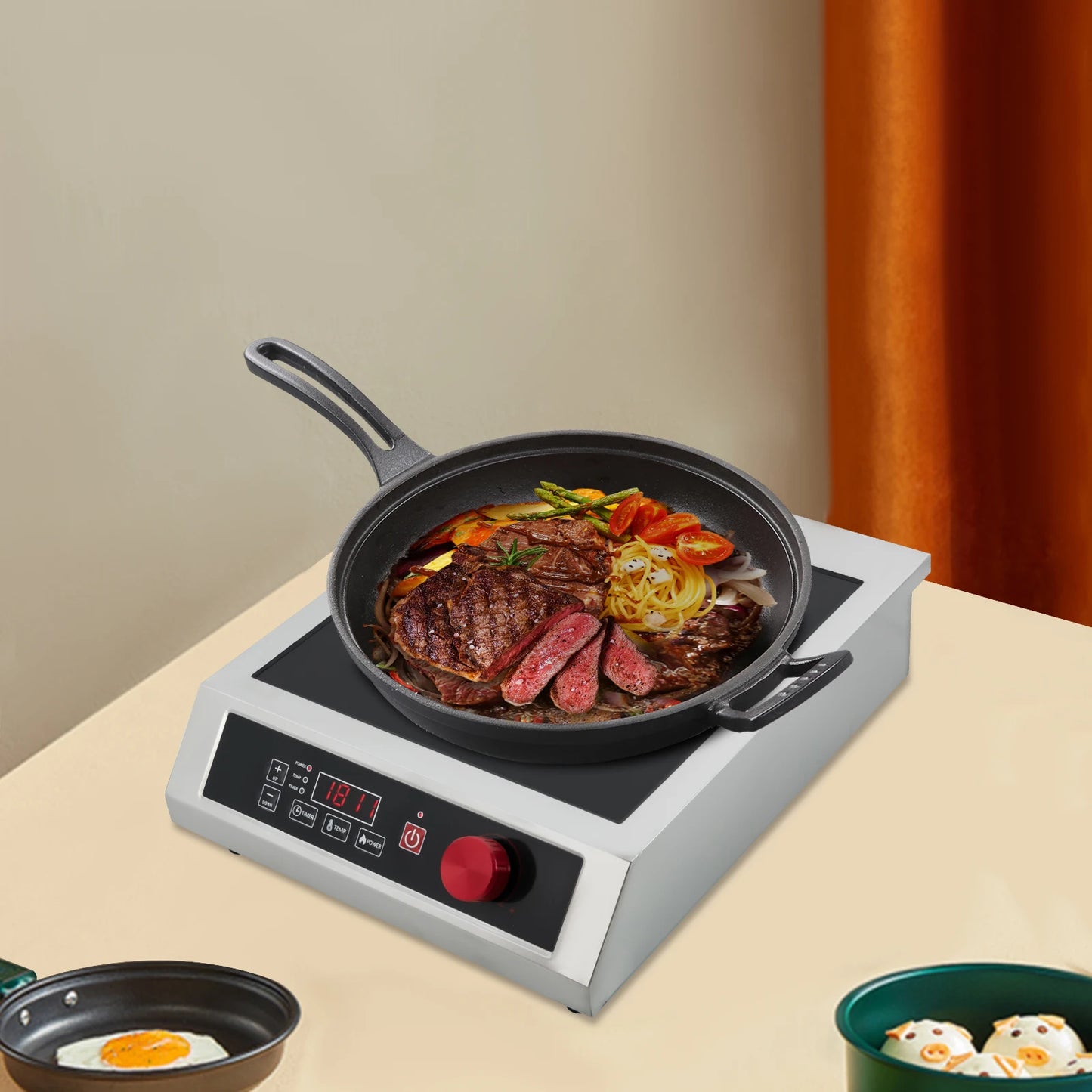Sweetmile Commercial Induction Cooktop 3500W Stainless Steel Single Burner