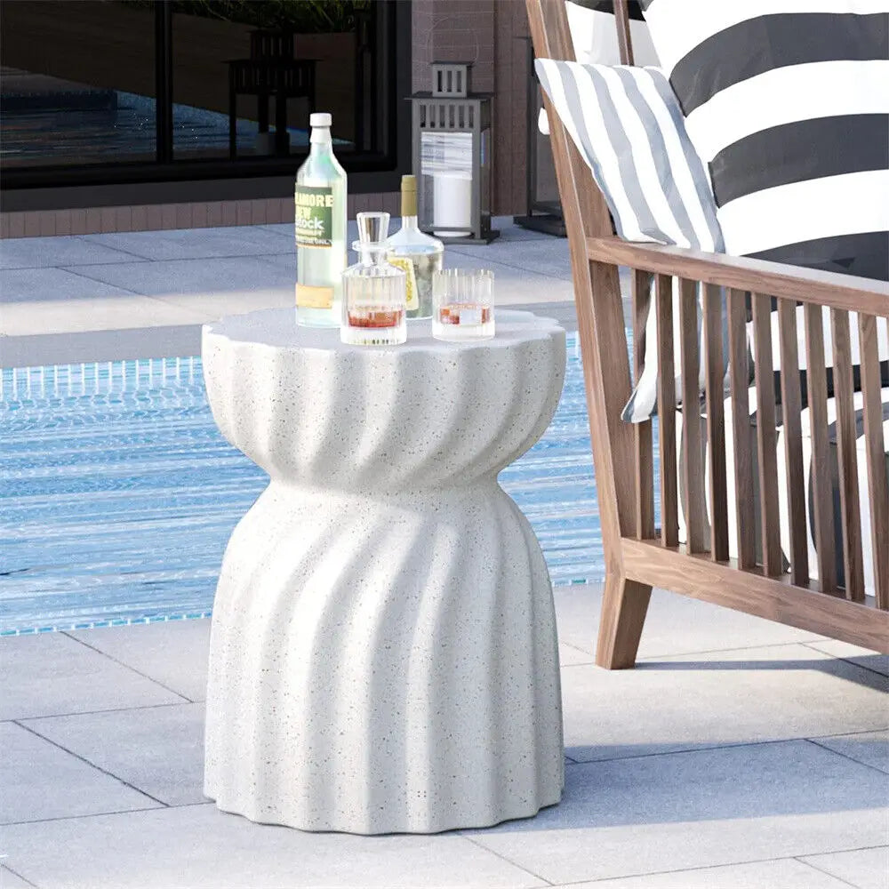 Modern Concrete Hourglass Side Table For Patio And Home Office