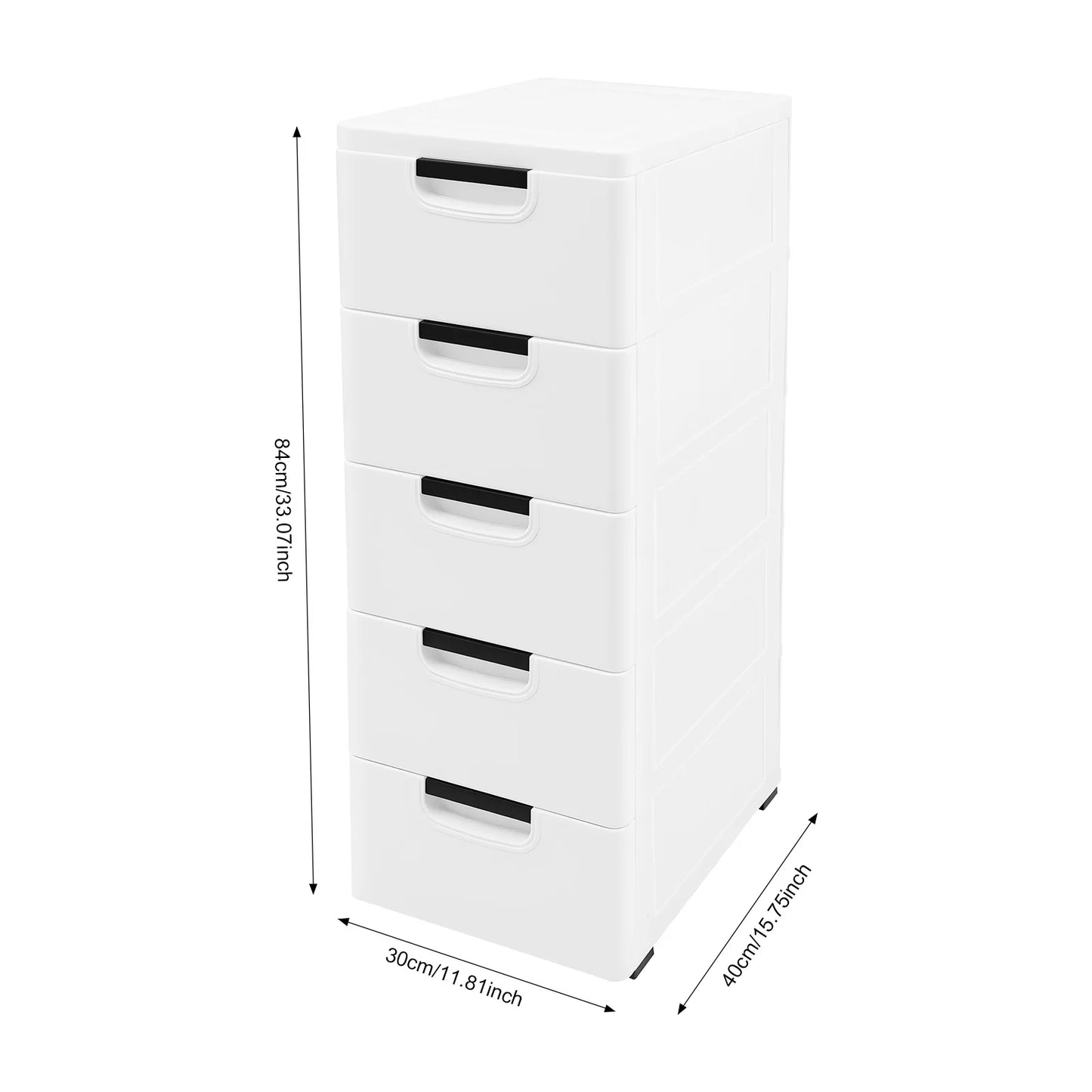 Five Drawer Stackable Plastic Storage Cabinet With Rolling Casters