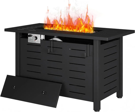 Propane Fire Pit Table With Removable Lid And Lava Rocks