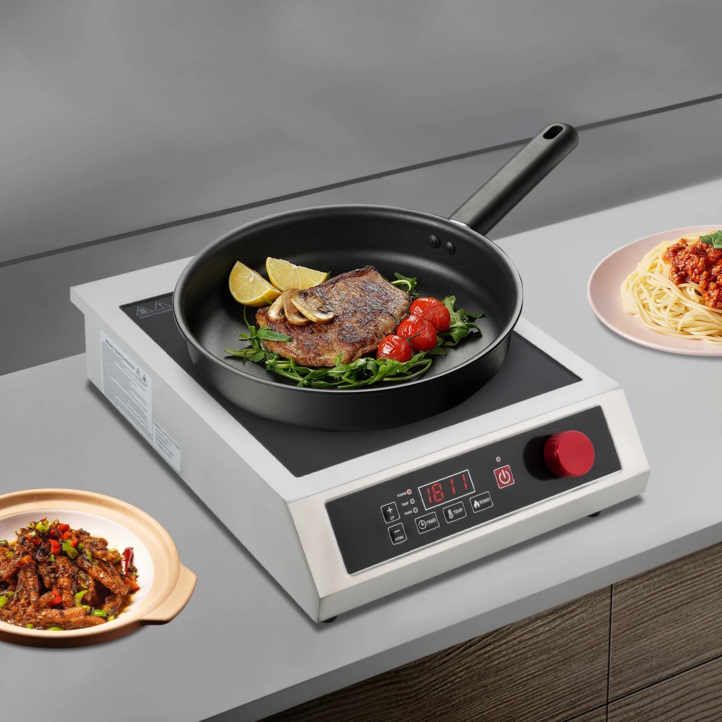 Sweetmile Commercial Induction Cooktop 3500W Stainless Steel Single Burner