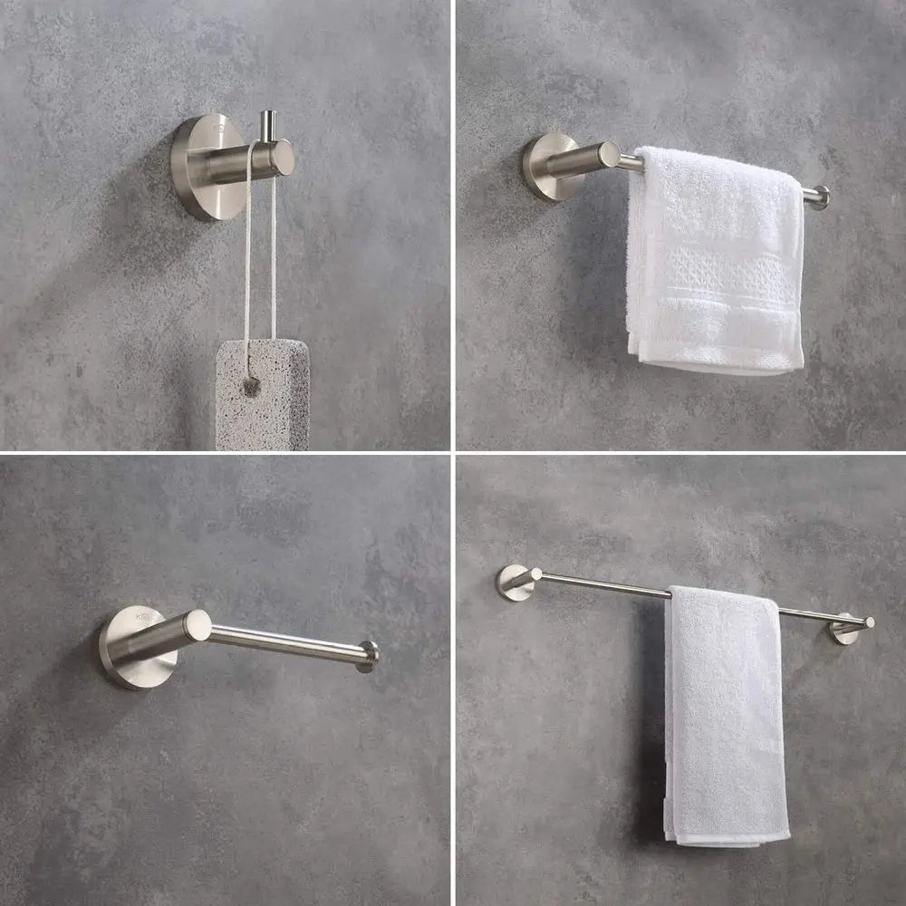 Circular Four Piece Bathroom Hardware Set With Towel Bar
