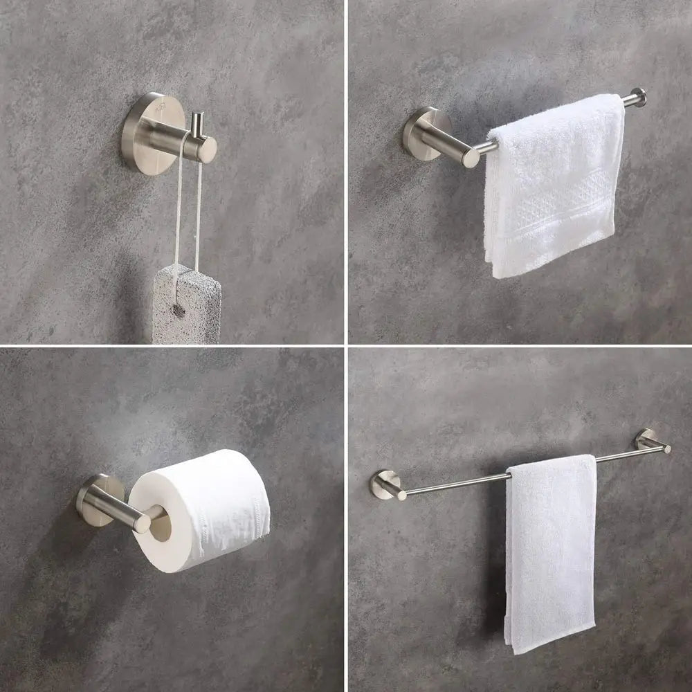 Circular Four Piece Bathroom Hardware Set With Towel Bar