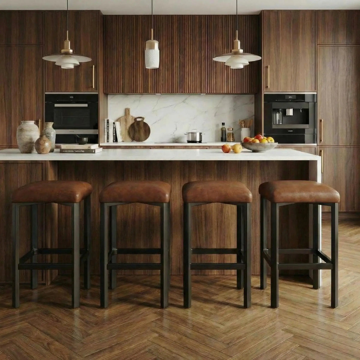 Studyset Modern Upholstered Bar Stools With Heavy Duty Metal Frames
