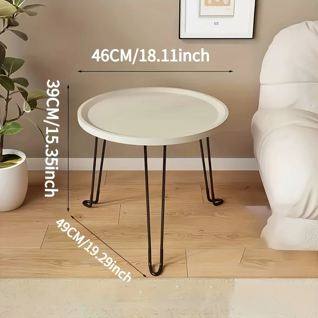 Foldable Metal Round Coffee Table For Living Room And Patios
