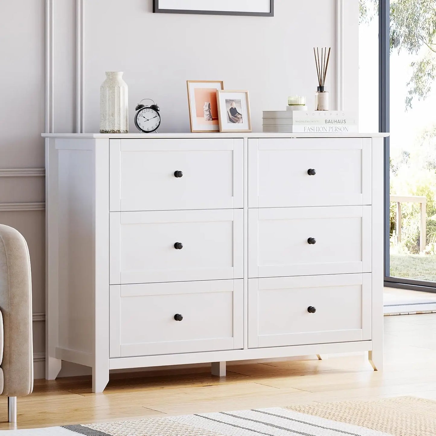 Modern Solid Wood Six Drawer Dresser Bedroom Living Room Cabinet