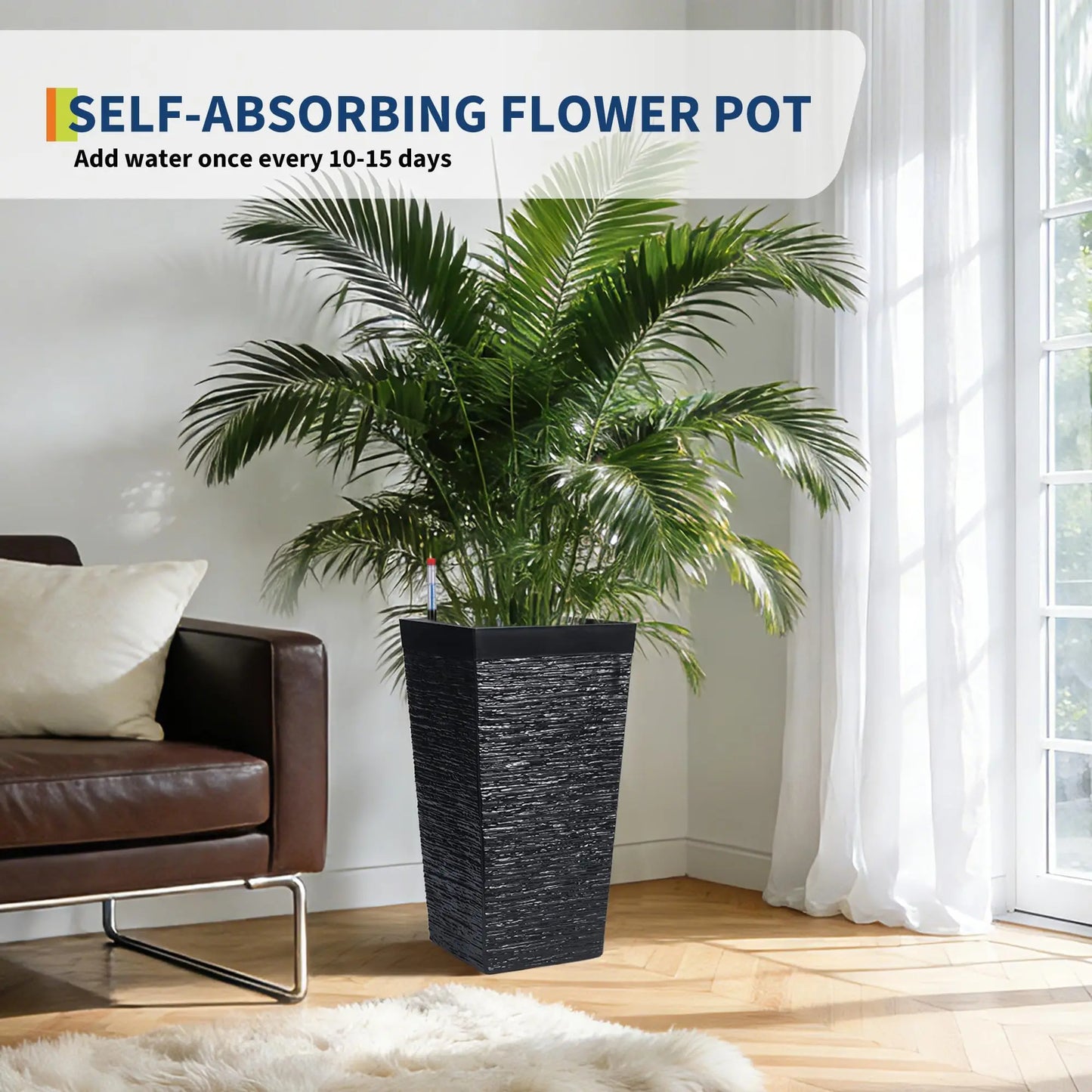 HiMiss Self Watering Planter With Drainage And Water Monitor