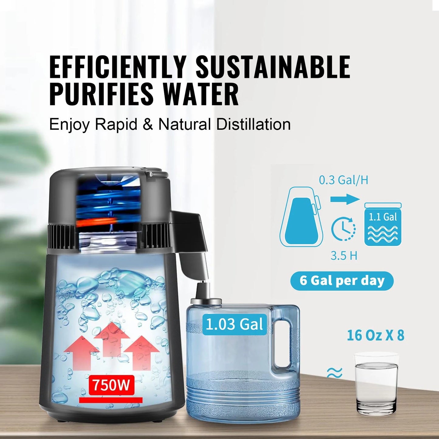 SucceBuy Countertop Water Distiller Machine For Pure Drinking Water