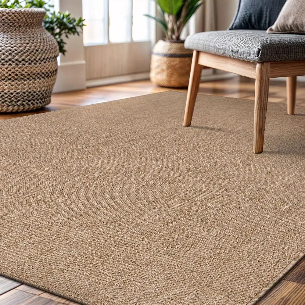 Woven Indoor Outdoor Area Rug Featuring Boho Scenic Pattern