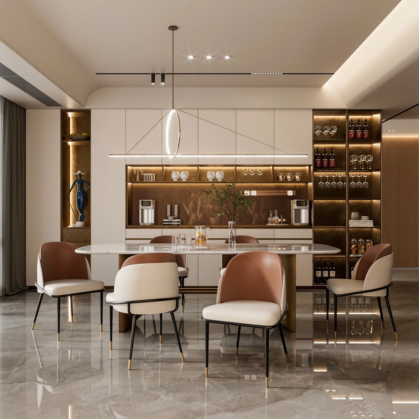 Modern Upholstered Dining Chairs With Microfiber Silicone Leather Metal Frame