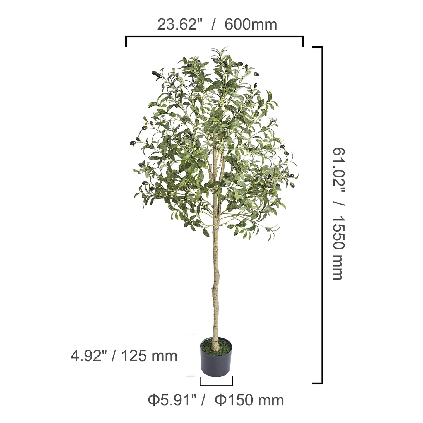 SucceBuy Artificial Olive Tree For Indoor Outdoor Home Decor
