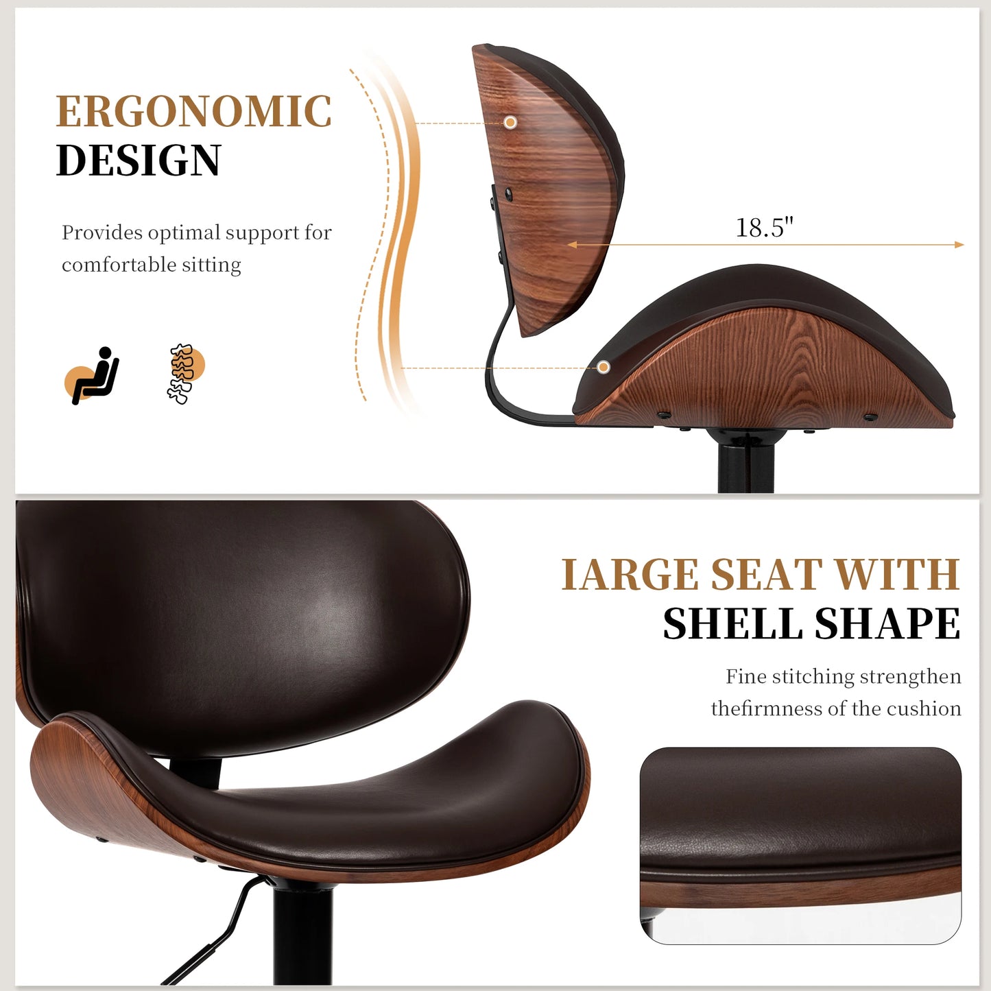 JHK Ergonomic Swivel Adjustable Office Chair With Lumbar Support