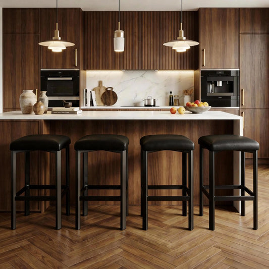 Studyset Modern Upholstered Bar Stools With Heavy Duty Metal Frames