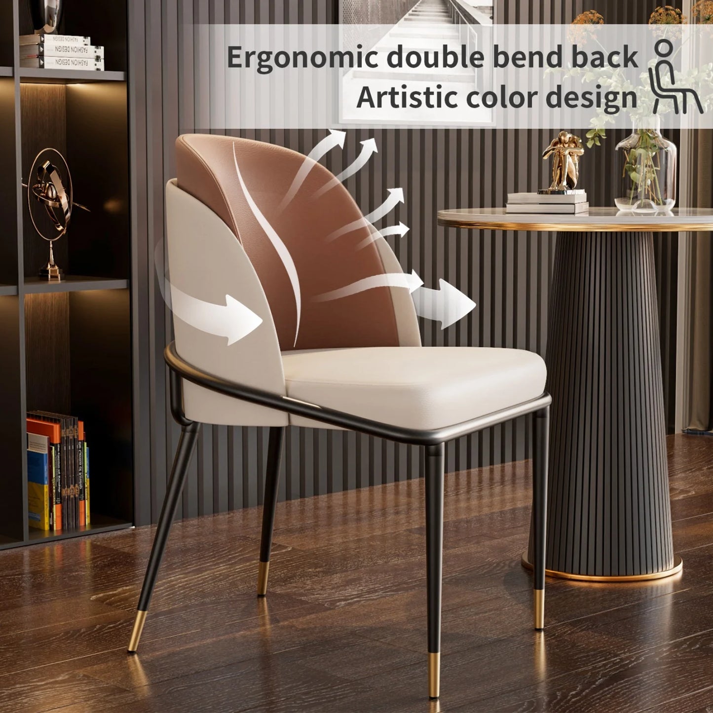 Modern Upholstered Dining Chairs With Microfiber Silicone Leather Metal Frame