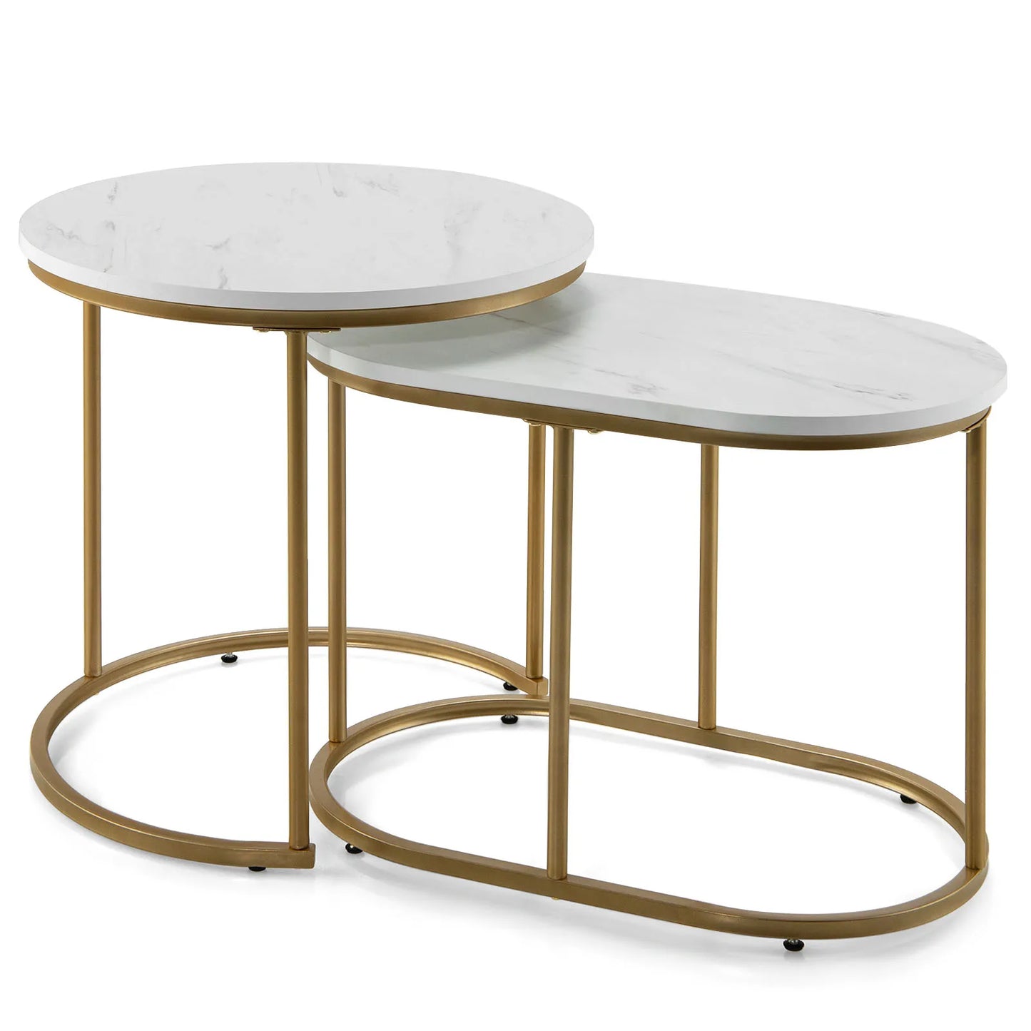 Homasis Modern Nesting Set of Two Marble Coffee Tables