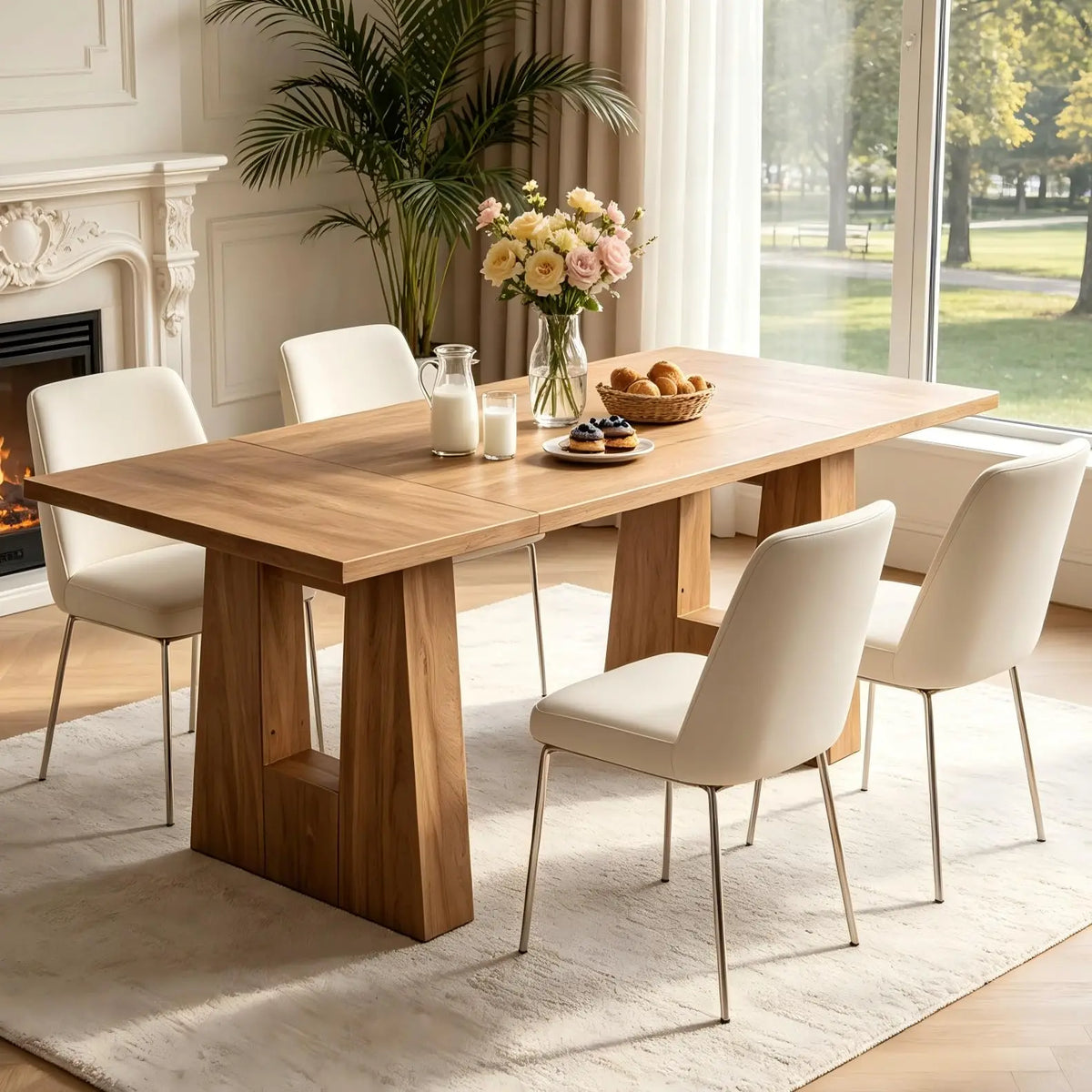 HiMISS Modern Wooden Dining Table For Kitchen And Dining Room