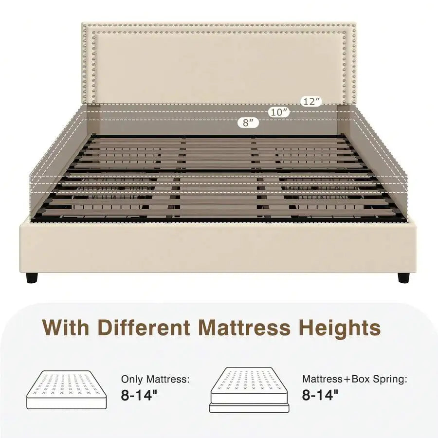 Velvet Upholstered Bed Frame With Four Storage Drawers And Adjustable Headboard