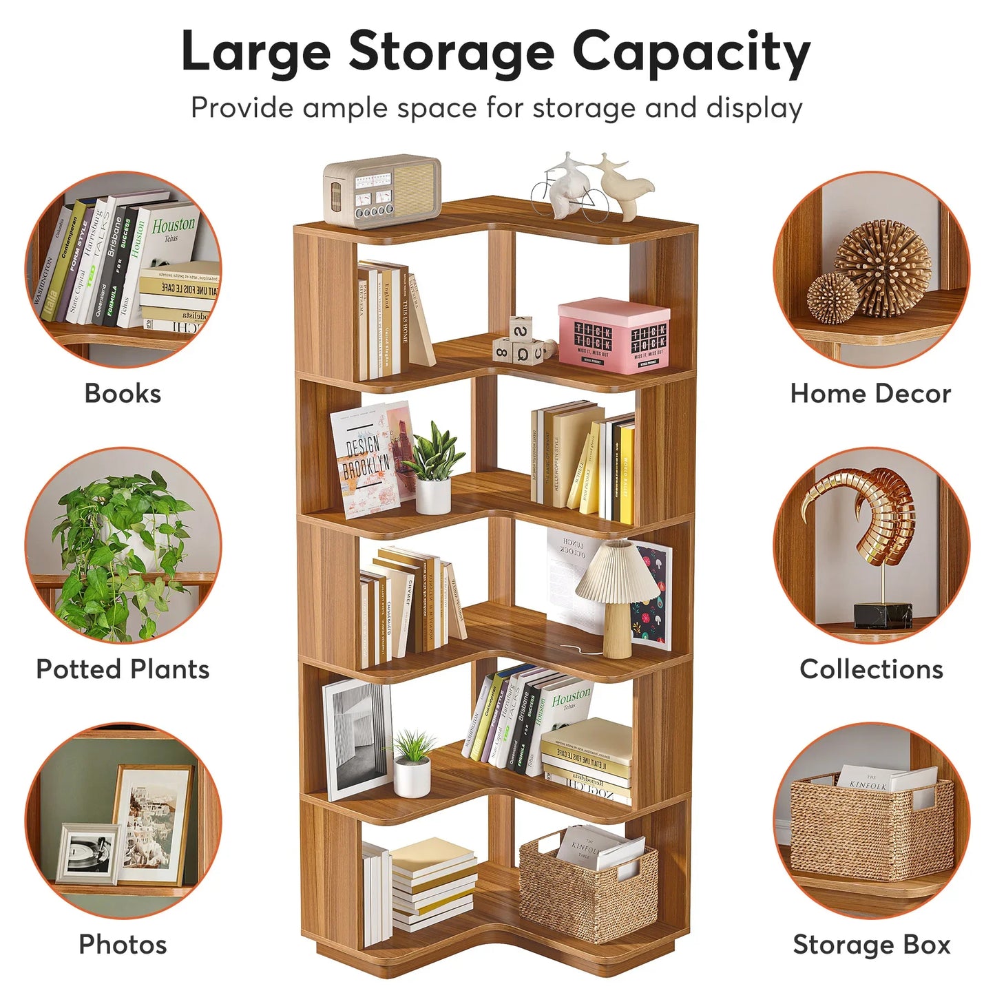Tribesigns 6 Tier Industrial Corner Bookshelf With Anti Drop Panel