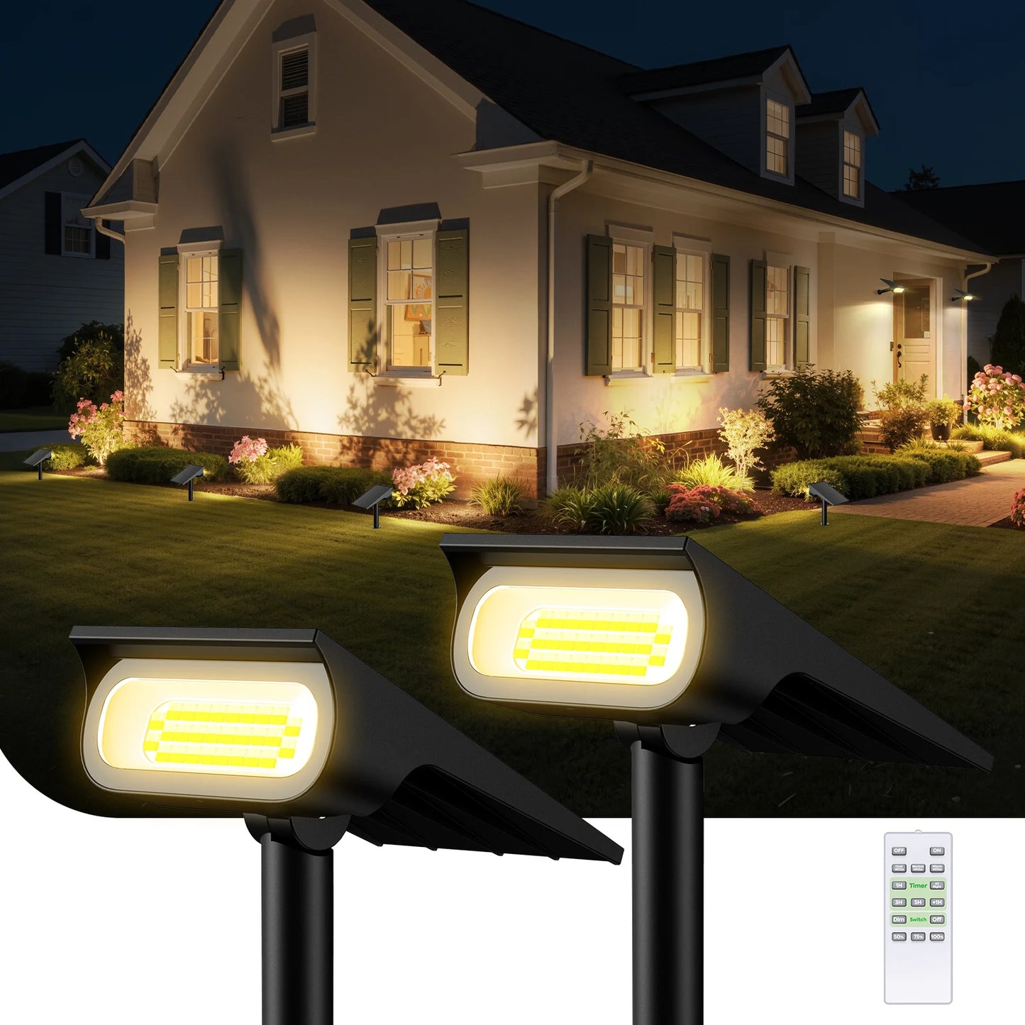 Intelamp Dimmable Solar Spotlights For Outdoor Garden Landscape Lighting
