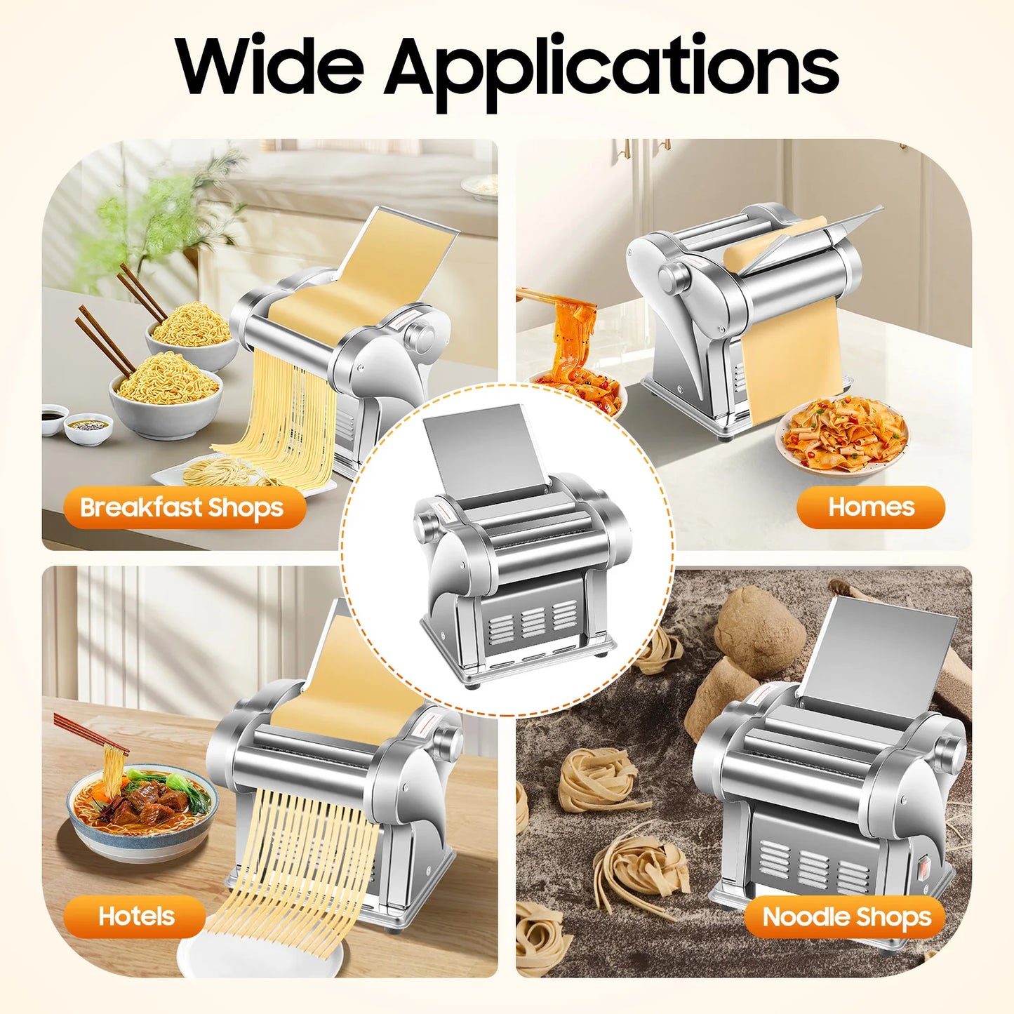 Electric Pasta Maker Machine With Stainless Steel Noodle Cutter