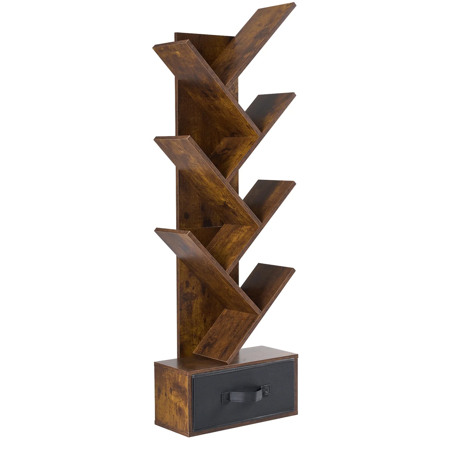 MCQ Geometric Wooden Seven Tier Bookshelf With Drawer