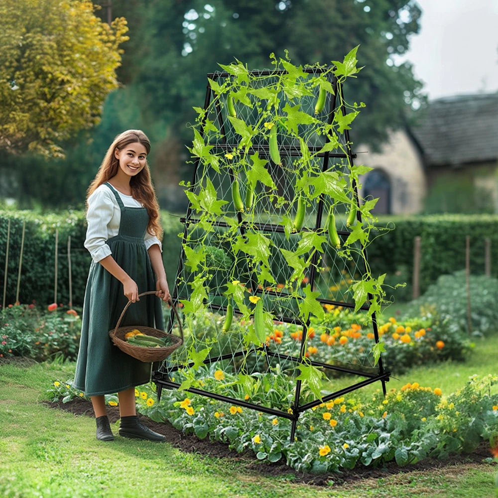 Wisfor Metal Garden Trellis Arch For Climbing Plants With Netting