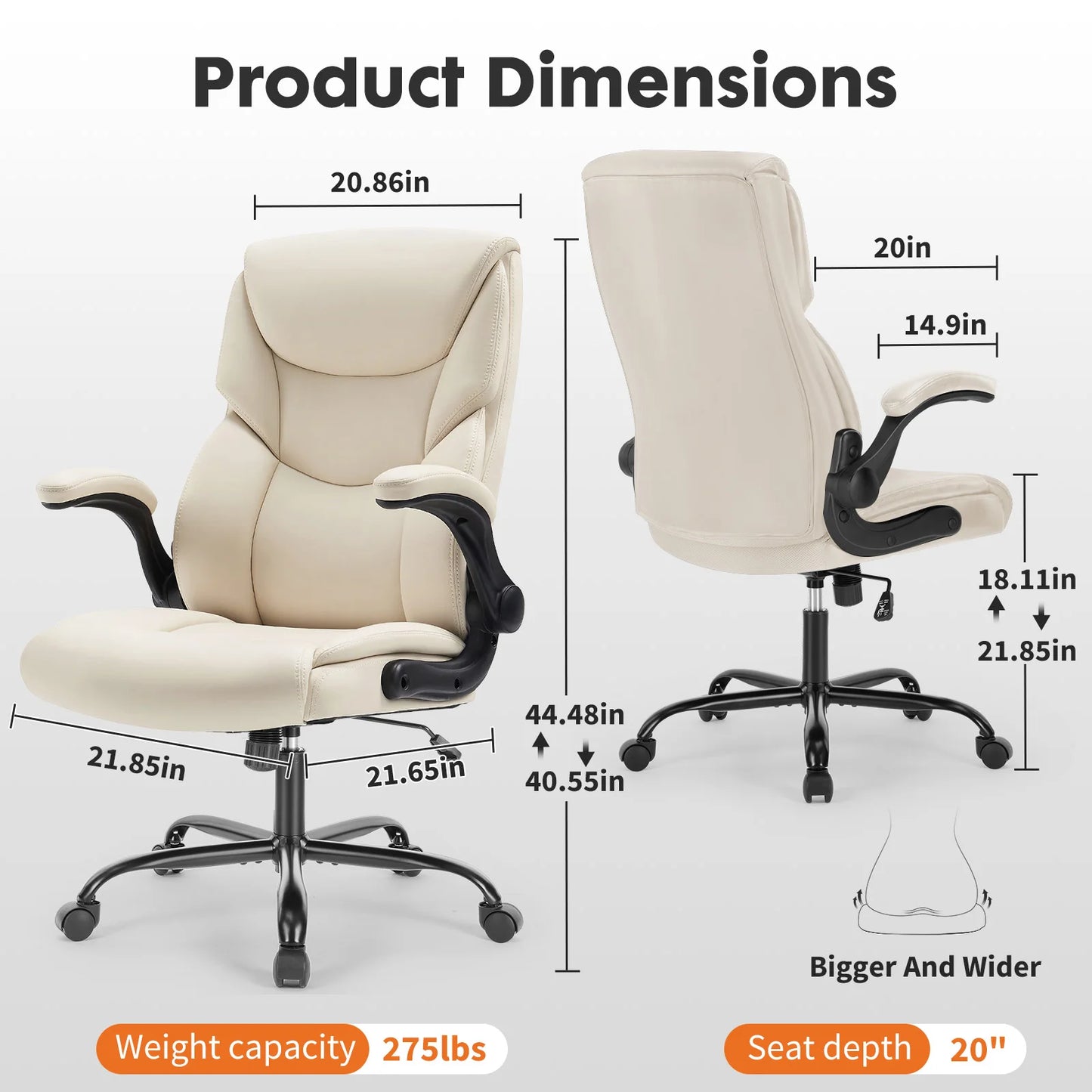 JHK Ergonomic Heavy Duty Office Chair Adjustable Flip Up Arms