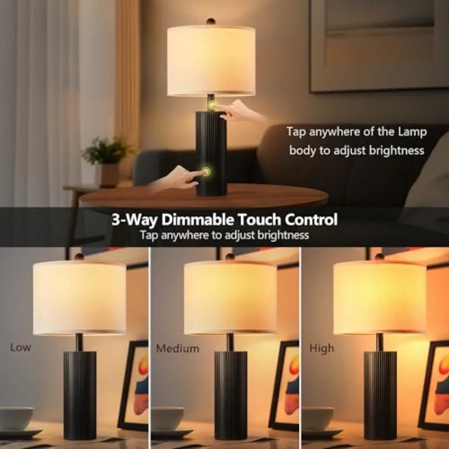 Modern USB Touch Control Table Lamps With Charging Ports