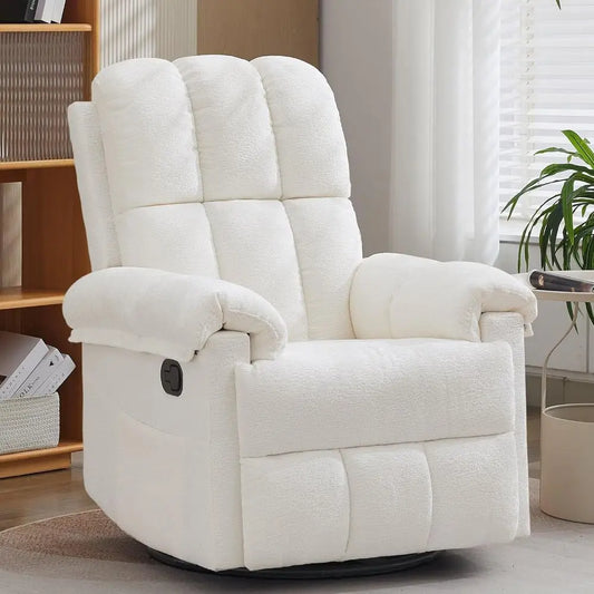 Recliner Chair, Swivel Rocker Recliner Chair or Adults, Small Recliners or Small Spaces, Upholstered Manual Recliner with Side k