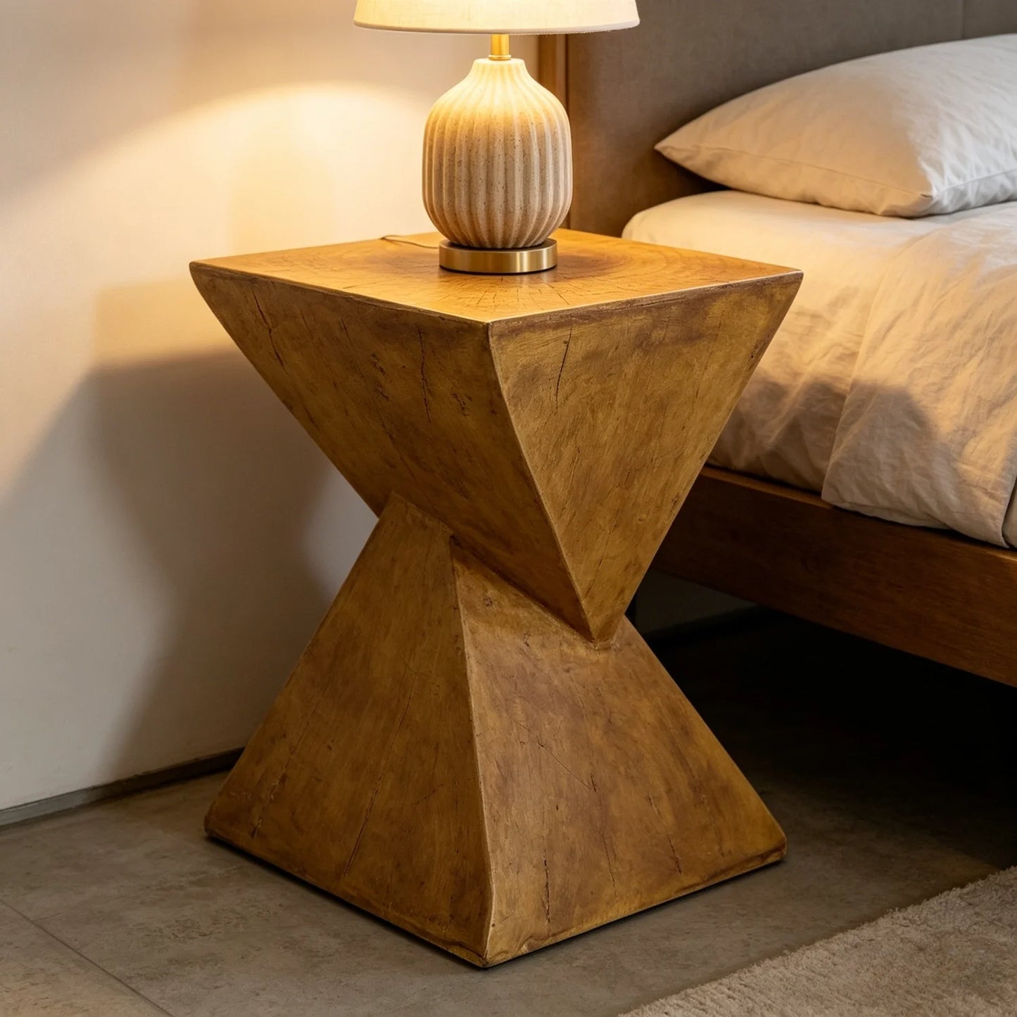 Modern Round Wooden Accent Side Table For Living Room Decor